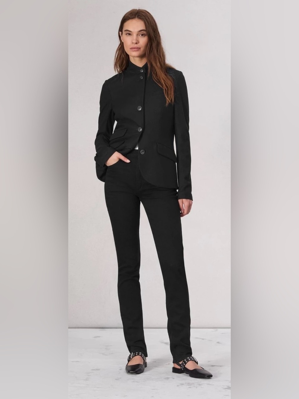rag & bone Wren High-Rise Slim Straight Jeans Highland Black Size 25